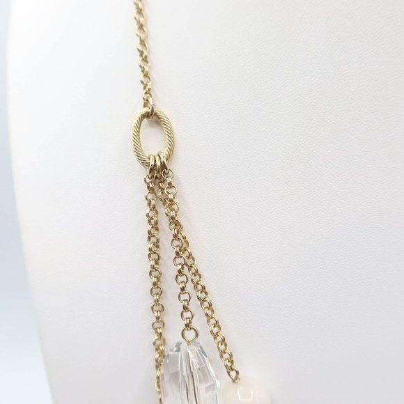 TALBOTS Multi Strand Peach Cream Beaded Gold Tone Statement Necklace - Picture 4 of 7